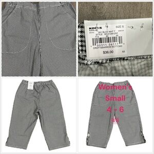 Womens Croft & Barrow Small 4 6 Pants Legging Pull On Check White Black Stretch